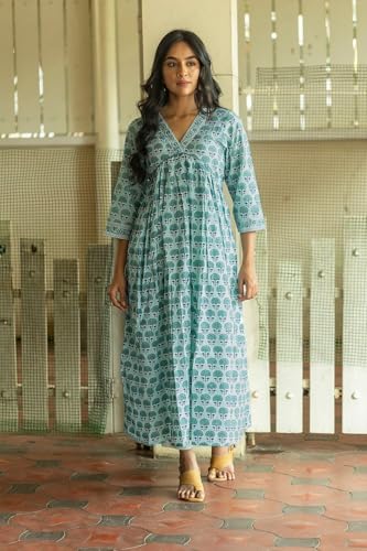 Fabnex Cottan Regular Women Kurta Set (K-81-Blue-M_Blue