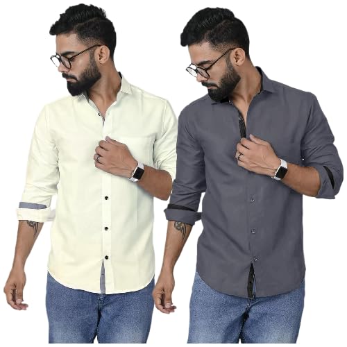 Pinkmint Combo Cotton Shirt for Men Button Down Spread Collar Shirt