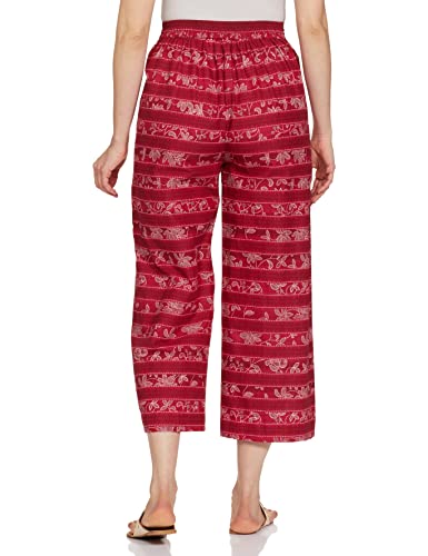 Aurelia WomenS Floral Printed Cotton Red Palazzo Ethnic Bottomwear