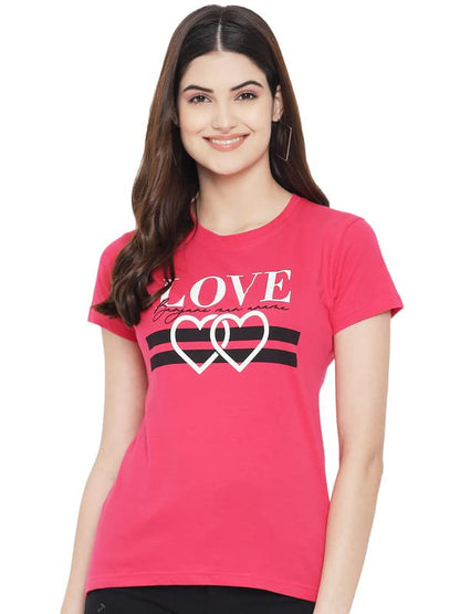 Preneum Womens Cotton Regular Fit Latest Graphic Stylish Printed Short Sleeves Casual T-Shirt || Trendy Designs & Stylish (Pack