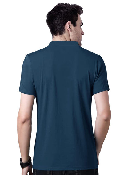 Noble Monk Mens Polo Neck Half Sleeves Color Blocked T-Shirt