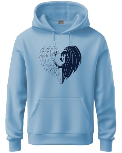 ADRO Men's Cotton Neck Hooded Sweatshirt (H24-DEVI-SK_Sky Blue