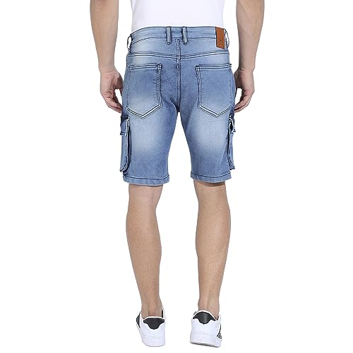 Campus Sutra Mens Boyfriend Shorts (CBSCSUM23JN_SHORT61_M_PLN_BU_Blue