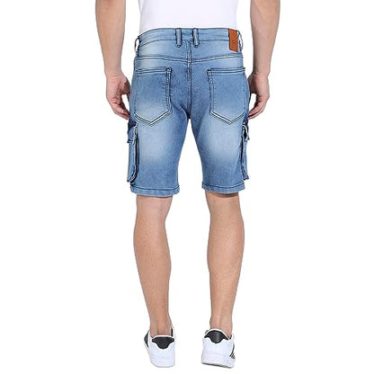 Campus Sutra Mens Boyfriend Shorts (CBSCSUM23JN_SHORT61_M_PLN_BU_Blue