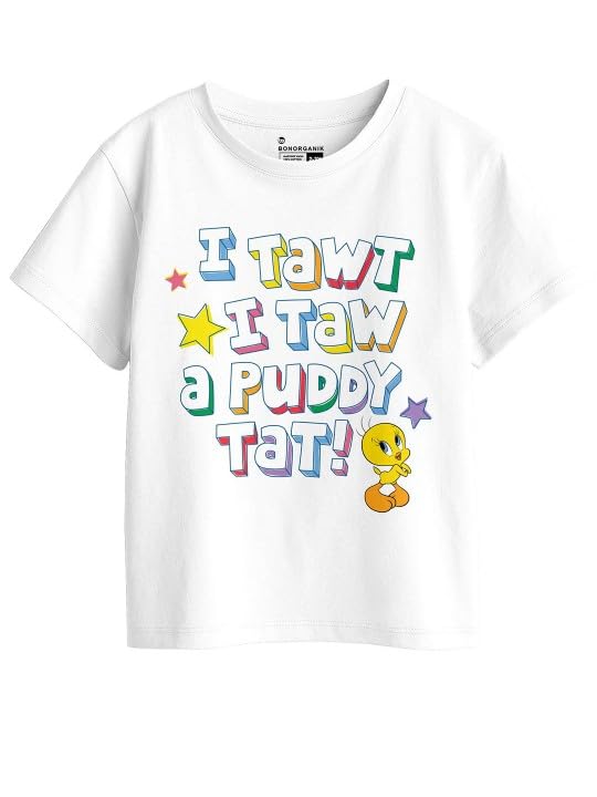 Bon Organik Girls Regular Fit T-Shirt (BON11401_White