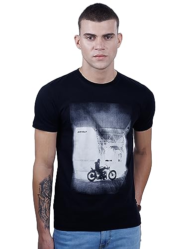 REVOLT Solid Slim Fit Men's Casual Round Neck 100% Cotton T-Shirt-Photographic Print (Tap Shoe, XL) (REVSS23-GRA-001
