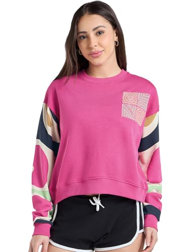 Bewakoof WomenS Color Block Oversized Fit Full Sleeve Round Neck Terry Sweatshirt_682767_Pink_L