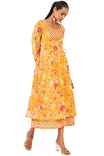 Soch Women Yellow Cotton Printed Dress Kurta