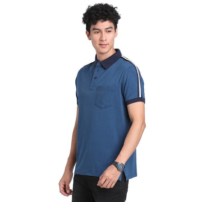 Turtle Men 100% Cotton Red Dobby Polo Neck Half Sleeve Casual T-Shirt