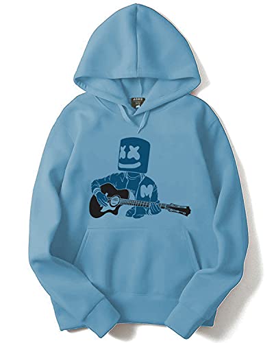 ADRO Men's Cotton Neck Hooded Sweatshirt (H21-M-MMG-SK_SkyBlue_XL)