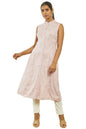 Soch Womens Pink Rayon Paisley Print A-Line Kurta With Front Button Placket