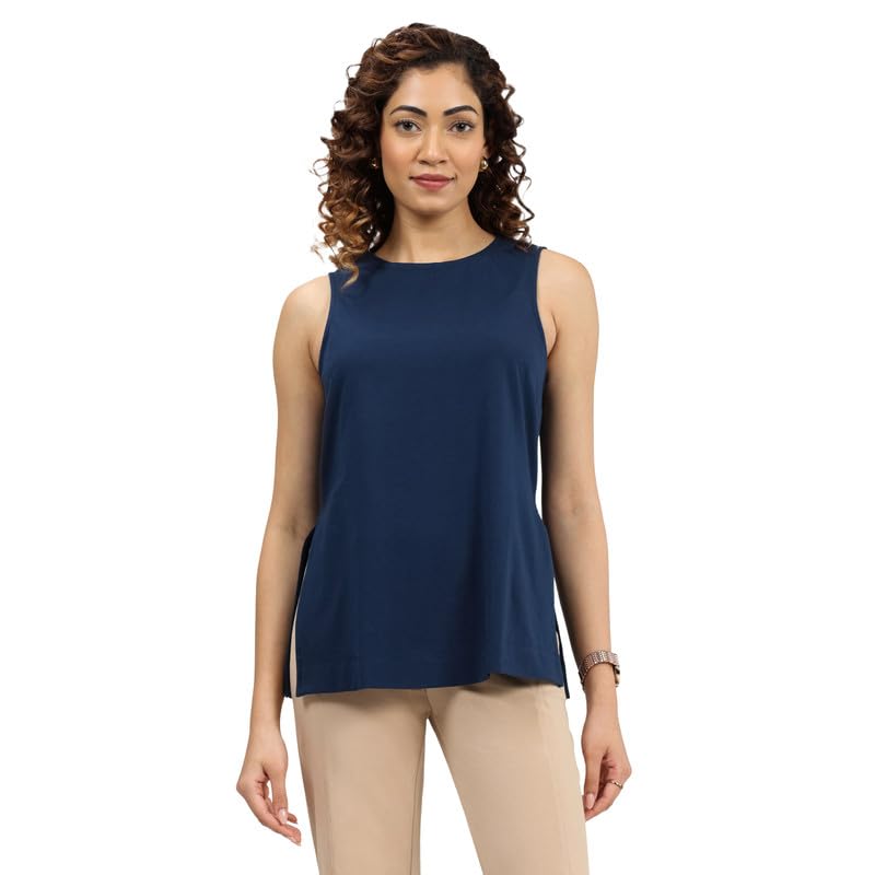 Last Tee Sleeveless Long Slit Top | Stays New for 750+ Days | Breathable | Long Slits | high Neck | Sleeveless Design