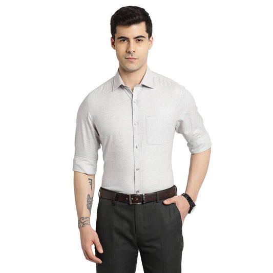 Turtle Men 100% Cotton Grey Solid Slim Fit Formal Shirts