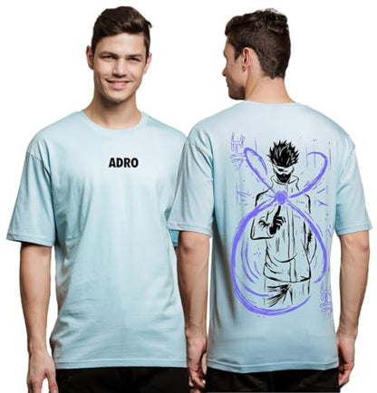 ADRO Oversize T Shirt for Men | Drop Shoulder Cotton T Shirt | Anime Oversize T-Shirt | Luffy T Shirt Gear 5| Trendy Front and B
