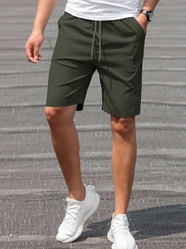 Nobero MenS Bermuda Shorts (1M-Bwsh-R0036-Bl_Olive Green/Oat Milk