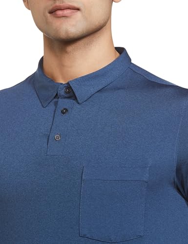 Turtle Men Poly Spandex Melange Slim Fit Solid Polo Tshirt