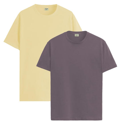 ADRO Mens T Shirts | Solid Tshirts for Men | Pure Cotton Lycra Fabric | 4 Way Stretch Smart tech Tshirt | Pack of 2 Round Neck T