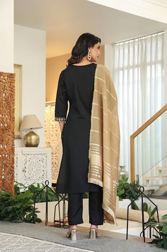 Greciilooks WomenS Cotton Regular Kurta Set (Gl-W.Kurta Set-K2794&P216&D128_Black 01
