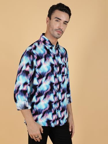 Kotty Mens Printed Rayan Full Sleeves Shirts(Multicolor,S)