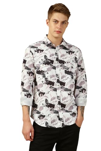 Dennis Lingo Men Blue Aop Relaxed Fit Full Sleeve Spread Collar Shirts