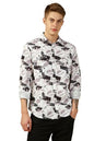 Dennis Lingo Men Blue Aop Relaxed Fit Full Sleeve Spread Collar Shirts