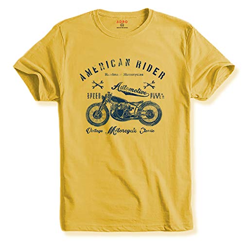 ADRO Men's Regular Fit T-Shirt (RNR-M-AME-LY_Light Yellow_XL)