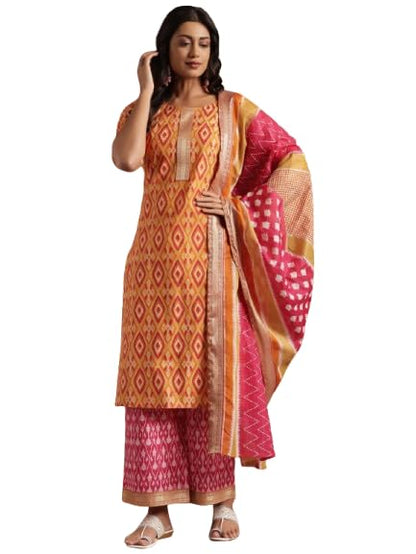 Libas WomenS Cotton Kurta Set (36618H_Orange