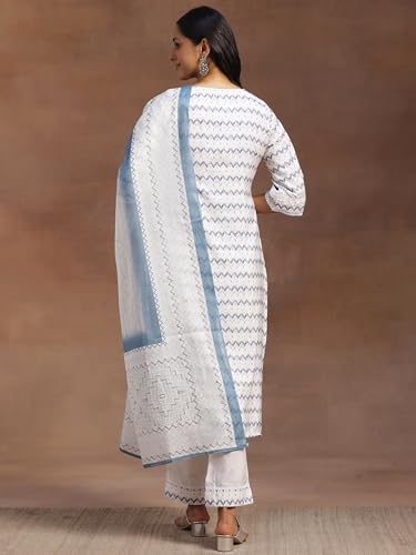 Libas WomenS Cotton Blend Kurta Set (35365_Off White