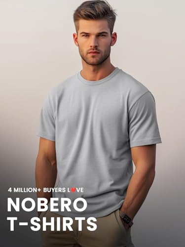 Nobero MenS Cotton Solid Regular Fit T Shirt (1M-Twts-R0008_Black/White/Grey Melange)