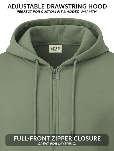 ADRO Men's Cotton Neck Hooded Sweatshirt (ZHH-24-PLN-PT_Pista