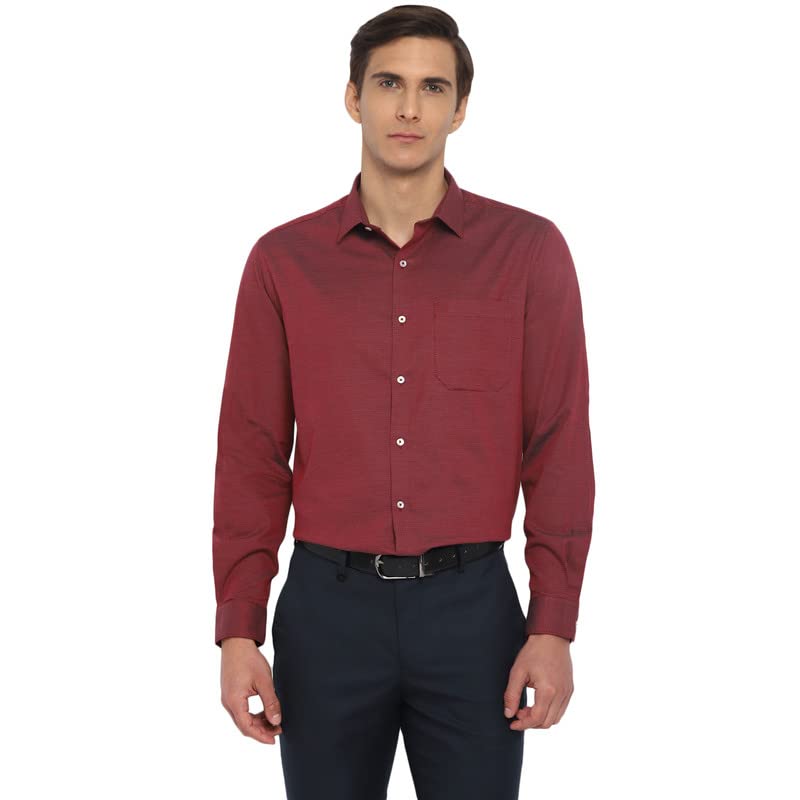 Turtle Men Giza Cotton Maroon Dobby Slim Fit Full Sleeve Formal Shirt