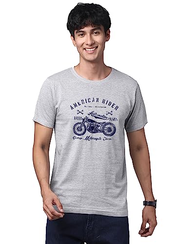 ADRO Men's Regular Fit T-Shirt (RNR-M-AME-GR-XXL_Grey_XX-Large)
