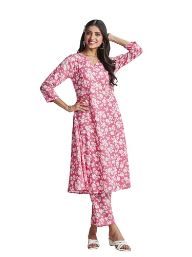 ishin Women's Ethnic Pink Cotton Kurta Sets