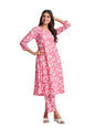 ishin Women's Ethnic Pink Cotton Kurta Sets
