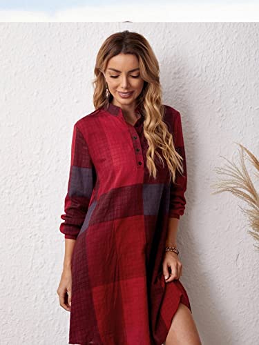 Greciilooks Western Dress For Women| Color Block Tunic Dress| Shirt Collar Half Button Western Dress| Long Slleve Dress| Best Gi