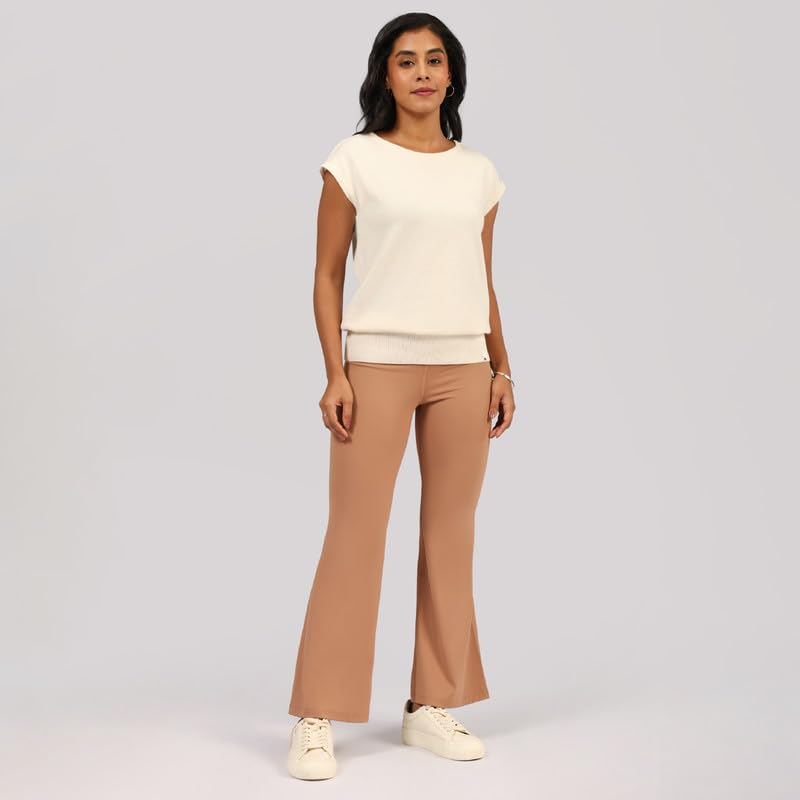 Move All Day Cap Sleeve Top, Cap Sleeve Detailing, Ribbed Hemline, 100% Cotton, Chic Workwear