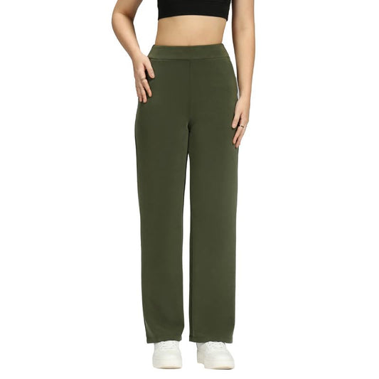 BlissClub Womens BareButter Straight Pants, High Rise, Straight fit,Pockets, Comfortable Waistband,Tall Variant Above 55