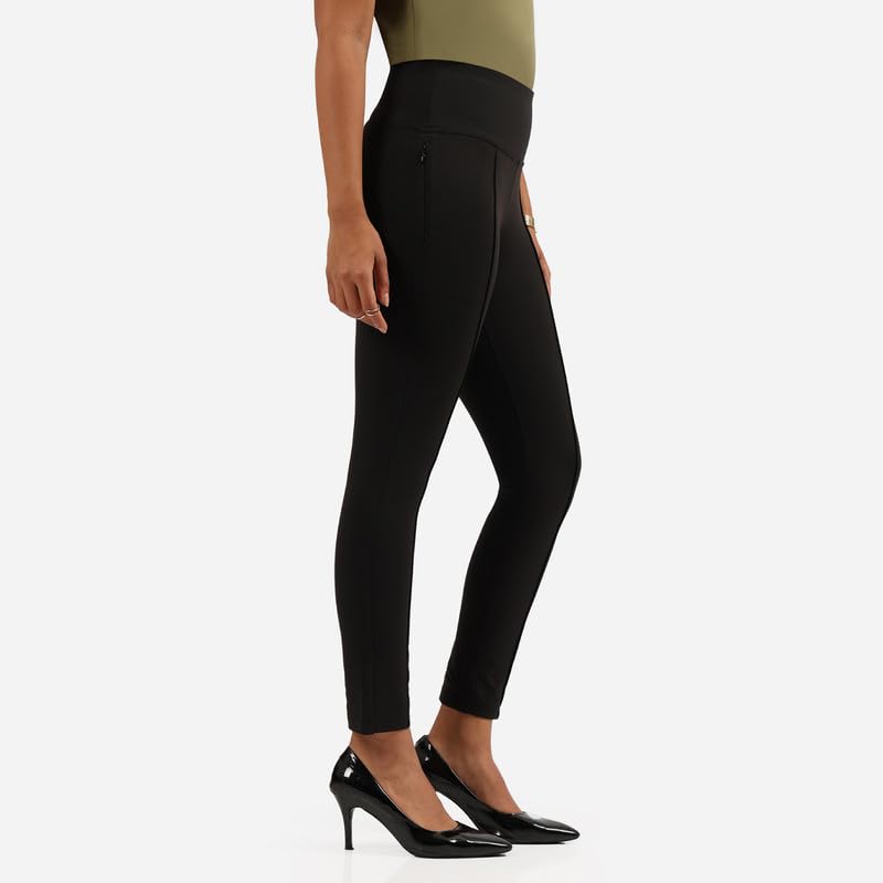 BlissClub Ultimate Sculpt Tregging Pants -Regular Below 54 | Ribbed Waistband | 2 Side Pockets | Front Pintucks | Feels Like Se