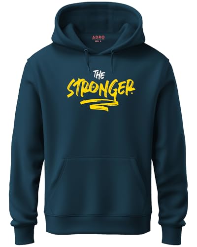 ADRO Men's Cotton Neck Hooded Sweatshirt (H21-M-SGR-SB_Teal_XL)