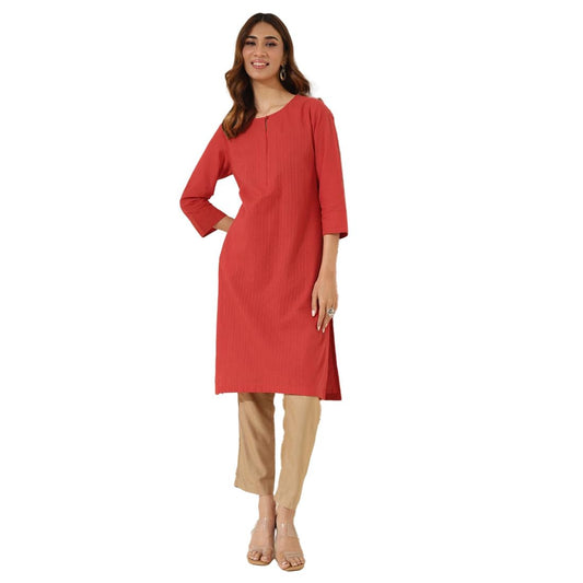 Fabindia WomenS Cotton Solid Slim Kurta (1037283Red_Red
