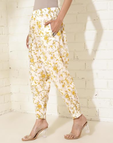 Fabindia White Cotton Hand Block Printed Salwar