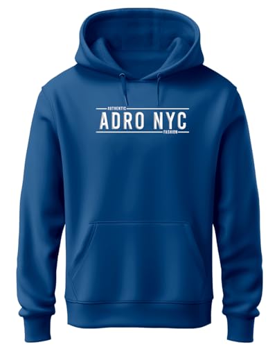 ADRO Men's Cotton Neck Hooded Sweatshirt (H24-ADRO-RB_Royal Blue