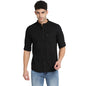 Turtle Men Black Cotton Self Design Slim Fit Casual Shirts