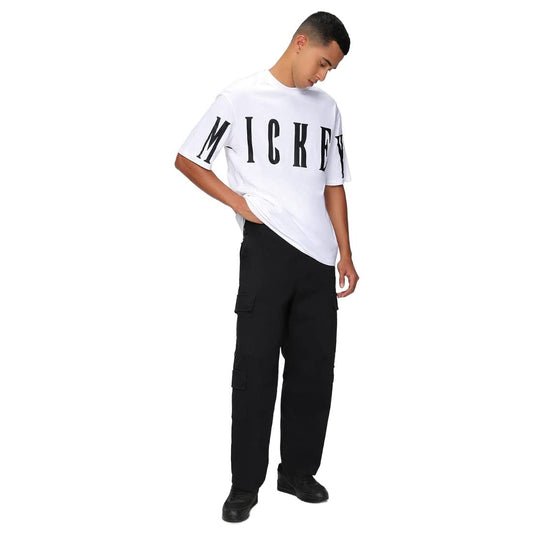 Bewakoof Mens Mickey Move Graphic Print 100% Cotton T-Shirt- Oversized Fit, Round Neck, Half Sleeves