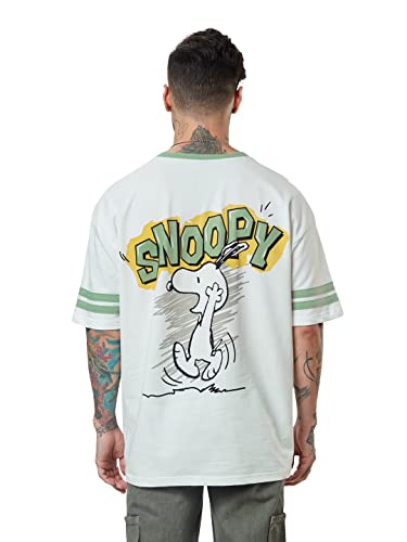 The Souled Store| Official Peanuts: Snoopy Sketch Mens And Boys T-Shirts|Half Sleeve|Oversized Fit Graphic Printed|100% Cotton W