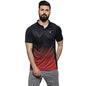 Campus Sutra MenS Jet Black & Crimson Red Ombre Polo Activewear T-Shirt For Casual Wear | Spread Collar | Short Sleeve | Button