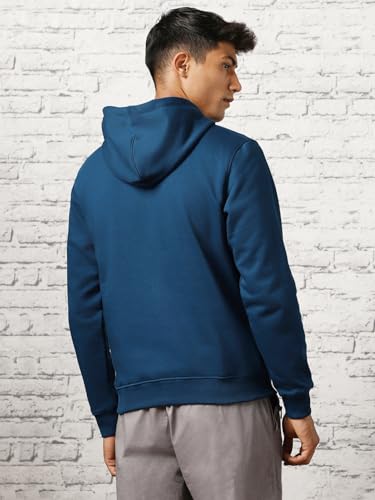Nobero MenS Cotton Blend Hooded Neck Sweatshirt (1M-Twho-C0218_Navy Blue