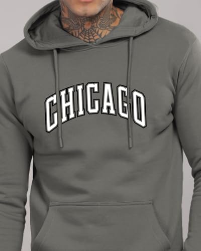 ADRO Men's Printed Hoodie - Cotton, Steel Grey, Size 36, Model H24-CAGO-SG