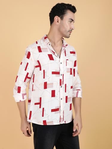 Kotty Mens Printed Rayon Full Sleeves Shirts(Multicolor,L)