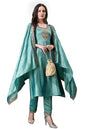 Pratham Blue WomenS Silk Embroidered Straight Kurta Palazzos With Dupatta |Kurta Set For Women |Women Kurta |Women Embroidered